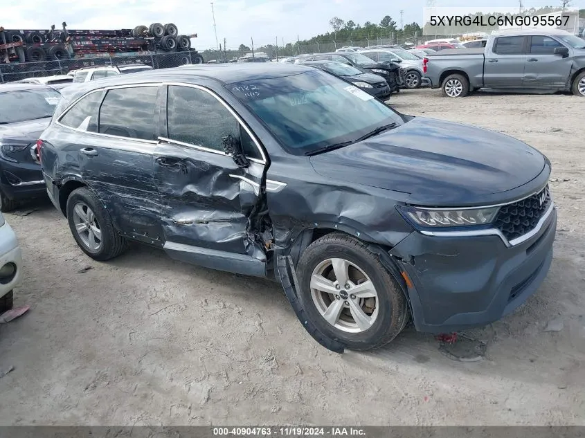 2022 Kia Sorento Lx VIN: 5XYRG4LC6NG095567 Lot: 40904763