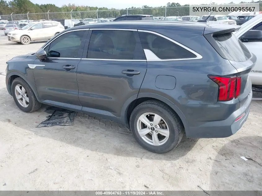 2022 Kia Sorento Lx VIN: 5XYRG4LC6NG095567 Lot: 40904763