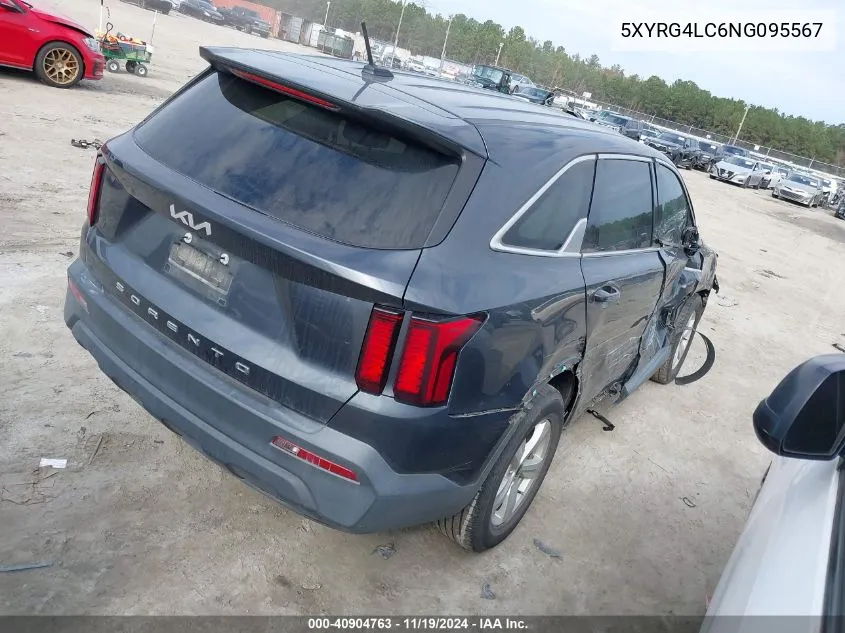 2022 Kia Sorento Lx VIN: 5XYRG4LC6NG095567 Lot: 40904763