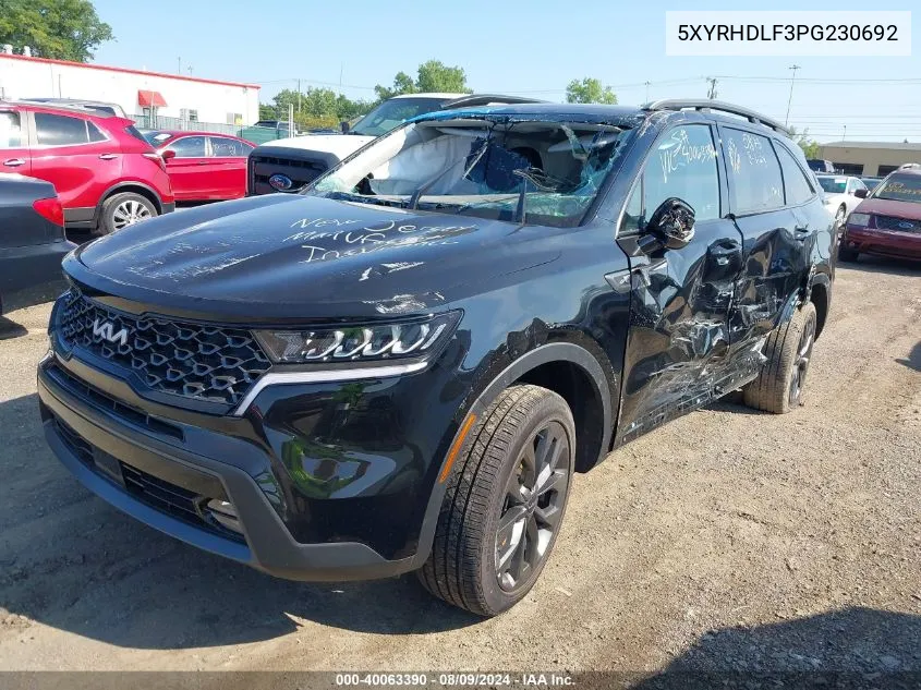 2023 Kia Sorento X-Line Ex VIN: 5XYRHDLF3PG230692 Lot: 40063390