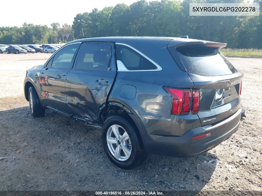 2023 Kia Sorento Lx VIN: 5XYRGDLC6PG202278 Lot: 40196516