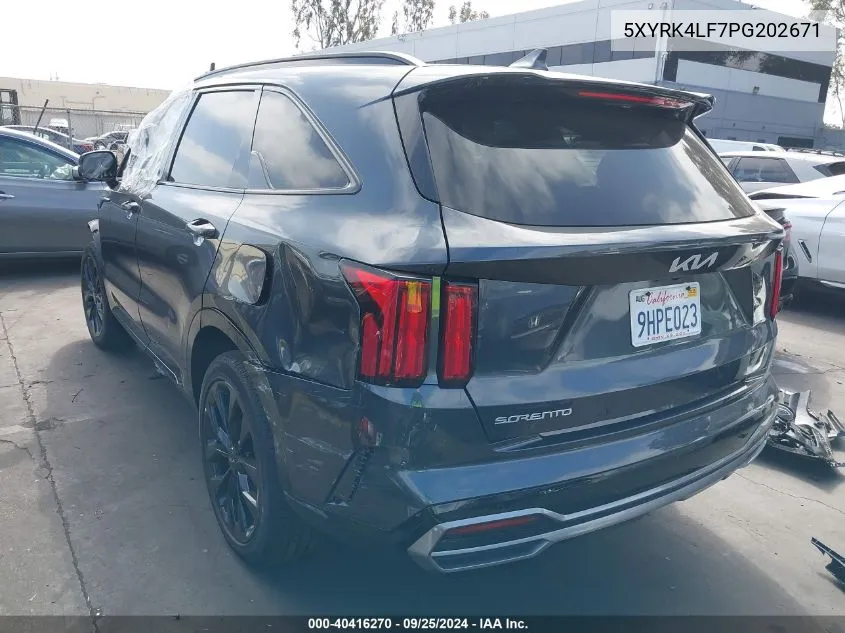 2023 Kia Sorento Sx VIN: 5XYRK4LF7PG202671 Lot: 40416270