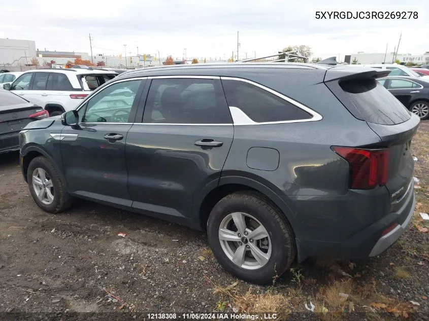 2024 Kia Sorento VIN: 5XYRGDJC3RG269278 Lot: 12138308