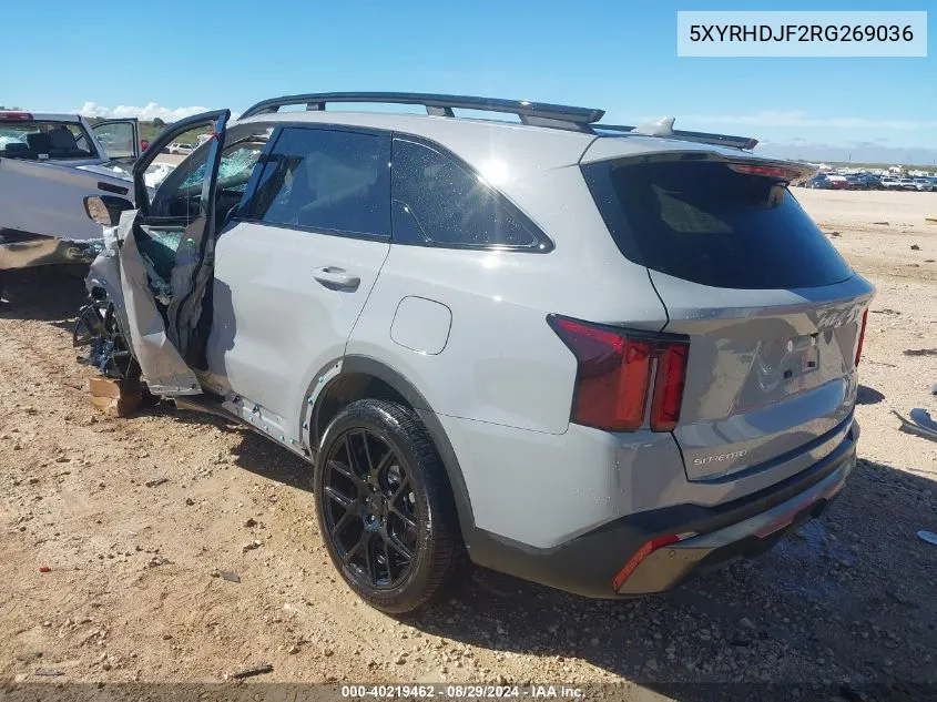 2024 Kia Sorento X-Line Ex VIN: 5XYRHDJF2RG269036 Lot: 40219462