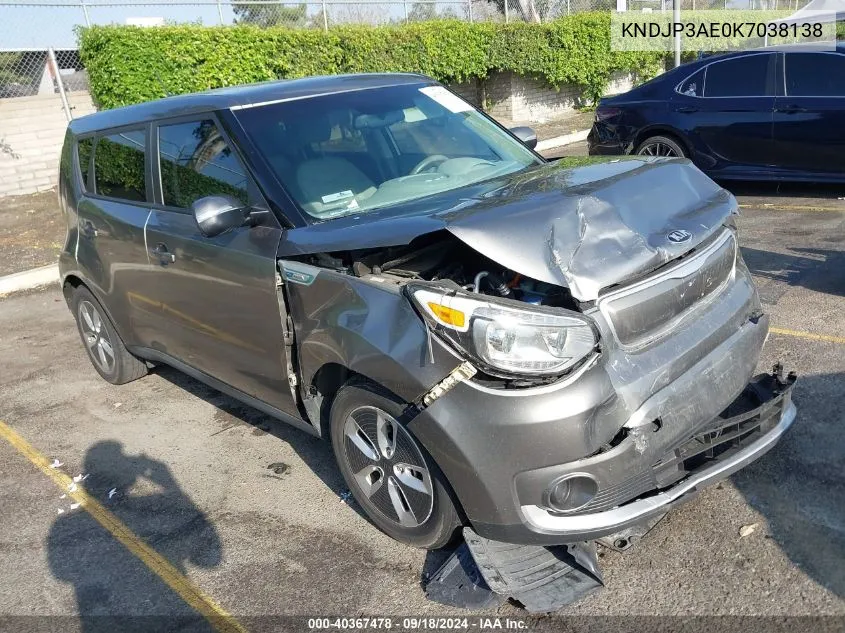 2019 Kia Soul Ev Ev-E VIN: KNDJP3AE0K7038138 Lot: 40367478