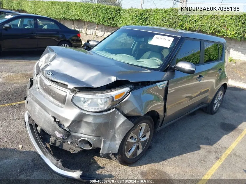 2019 Kia Soul Ev Ev-E VIN: KNDJP3AE0K7038138 Lot: 40367478