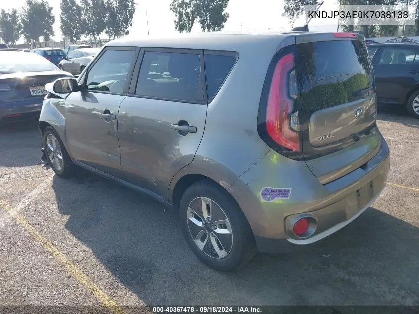 2019 Kia Soul Ev Ev-E VIN: KNDJP3AE0K7038138 Lot: 40367478