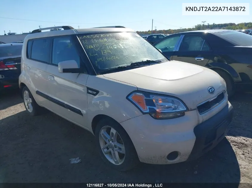 2010 Kia Soul +/!/Sport VIN: KNDJT2A22A7143872 Lot: 12116827