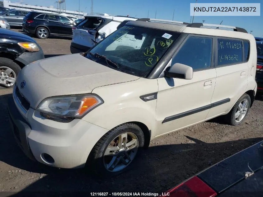 2010 Kia Soul +/!/Sport VIN: KNDJT2A22A7143872 Lot: 12116827