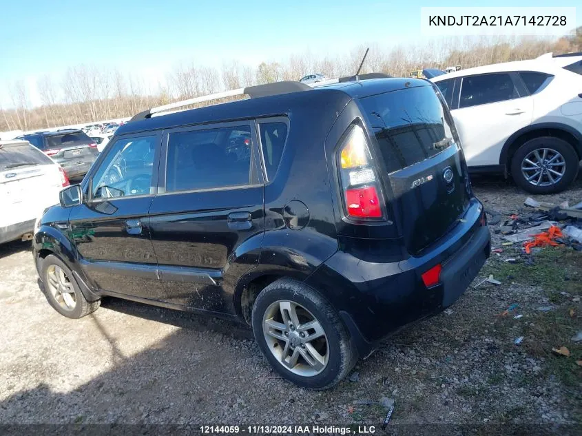 2010 Kia Soul VIN: KNDJT2A21A7142728 Lot: 12144059