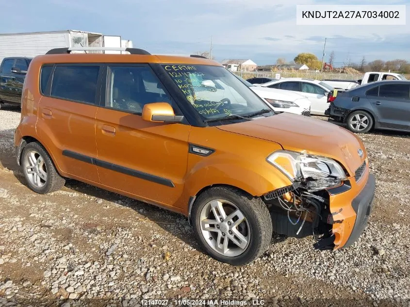 2010 Kia Soul VIN: KNDJT2A27A7034002 Lot: 12147027