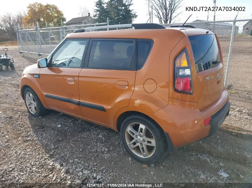 2010 Kia Soul VIN: KNDJT2A27A7034002 Lot: 12147027