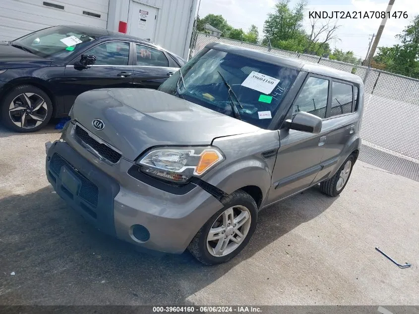 2010 Kia Soul + VIN: KNDJT2A21A7081476 Lot: 39604160