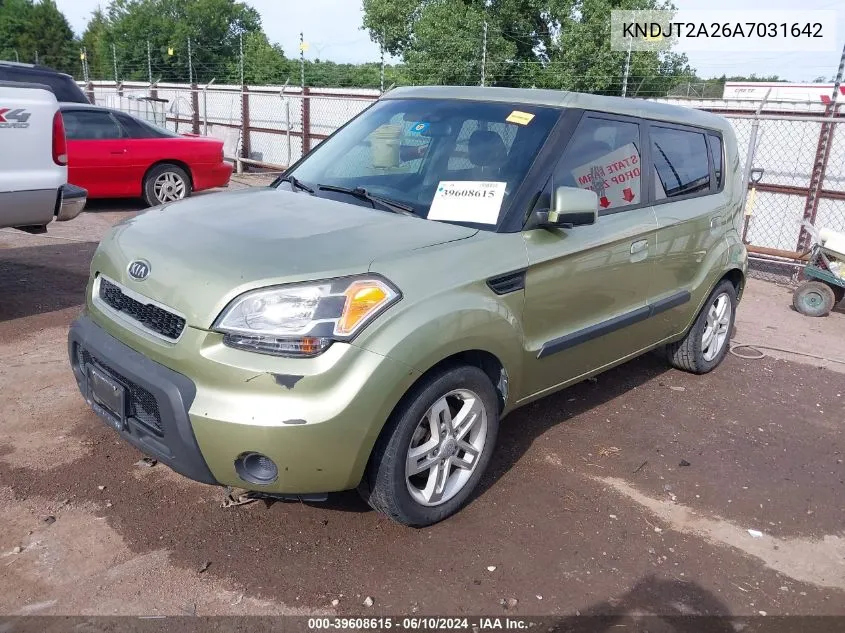 2010 Kia Soul + VIN: KNDJT2A26A7031642 Lot: 39608615