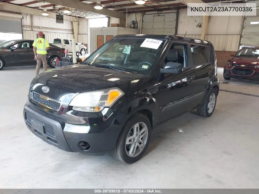 2010 Kia Soul + VIN: KNDJT2A23A7700336 Lot: 39789015