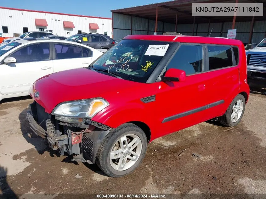 2010 Kia Soul + VIN: KNDJT2A29A7111842 Lot: 40096133