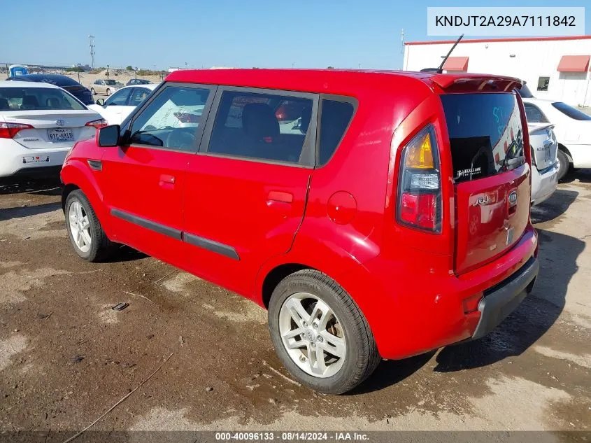 2010 Kia Soul + VIN: KNDJT2A29A7111842 Lot: 40096133