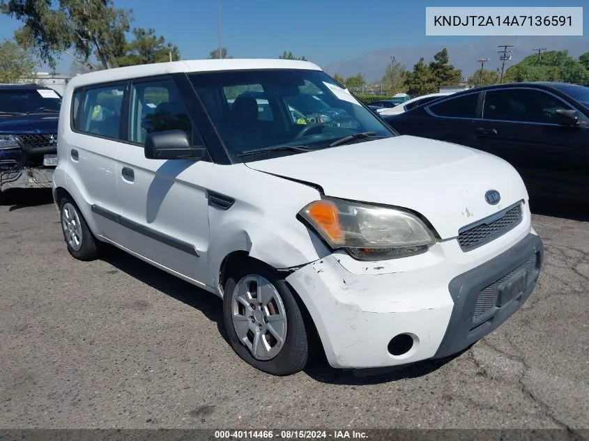 2010 Kia Soul VIN: KNDJT2A14A7136591 Lot: 40114466