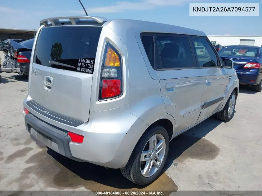 2010 Kia Soul + VIN: KNDJT2A26A7094577 Lot: 40154885