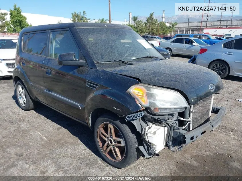 2010 Kia Soul + VIN: KNDJT2A22A7144150 Lot: 40167320