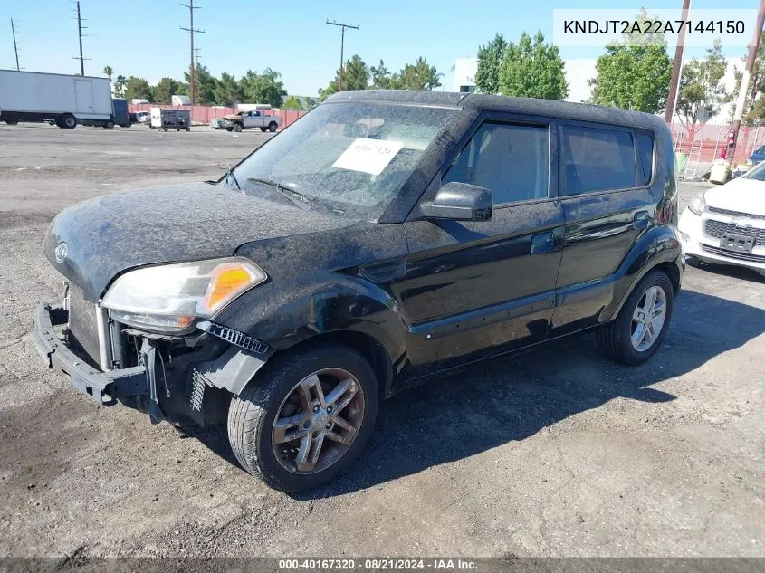 2010 Kia Soul + VIN: KNDJT2A22A7144150 Lot: 40167320