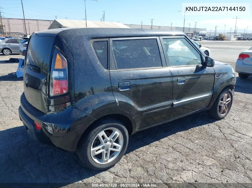 2010 Kia Soul + VIN: KNDJT2A22A7144150 Lot: 40167320