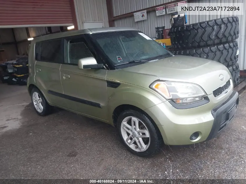 2010 Kia Soul + VIN: KNDJT2A23A7172894 Lot: 40168824