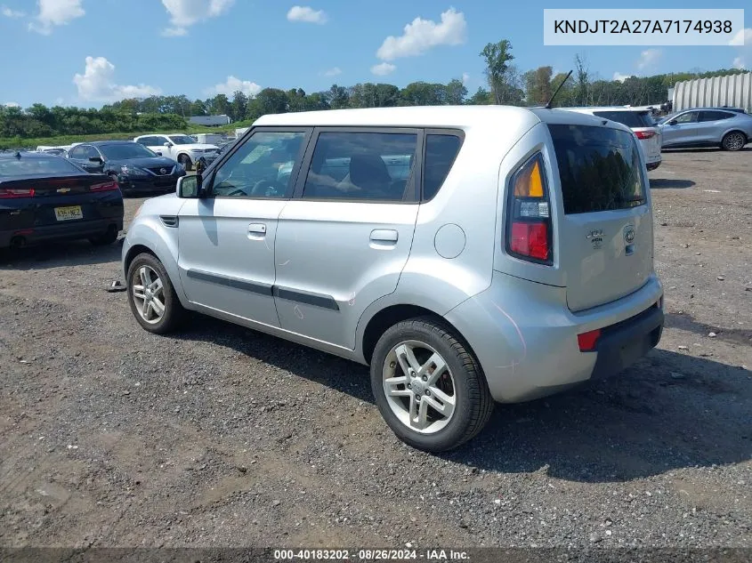 2010 Kia Soul + VIN: KNDJT2A27A7174938 Lot: 40183202