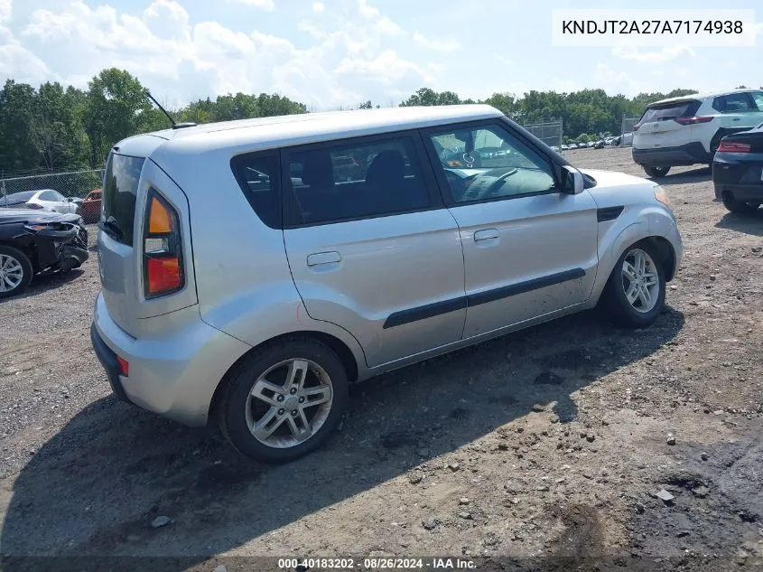 2010 Kia Soul + VIN: KNDJT2A27A7174938 Lot: 40183202