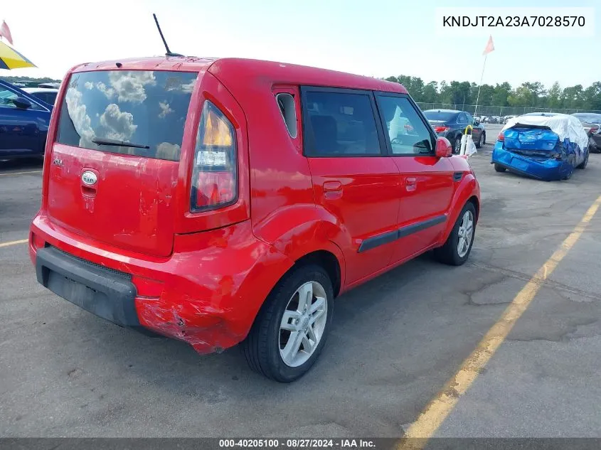 2010 Kia Soul + VIN: KNDJT2A23A7028570 Lot: 40205100