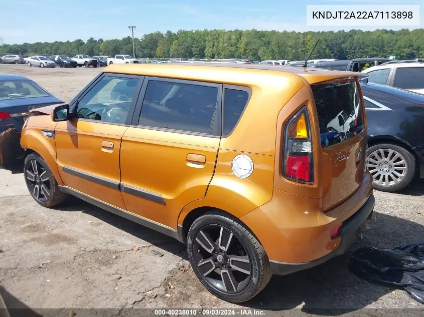 2010 Kia Soul + VIN: KNDJT2A22A7113898 Lot: 40238010