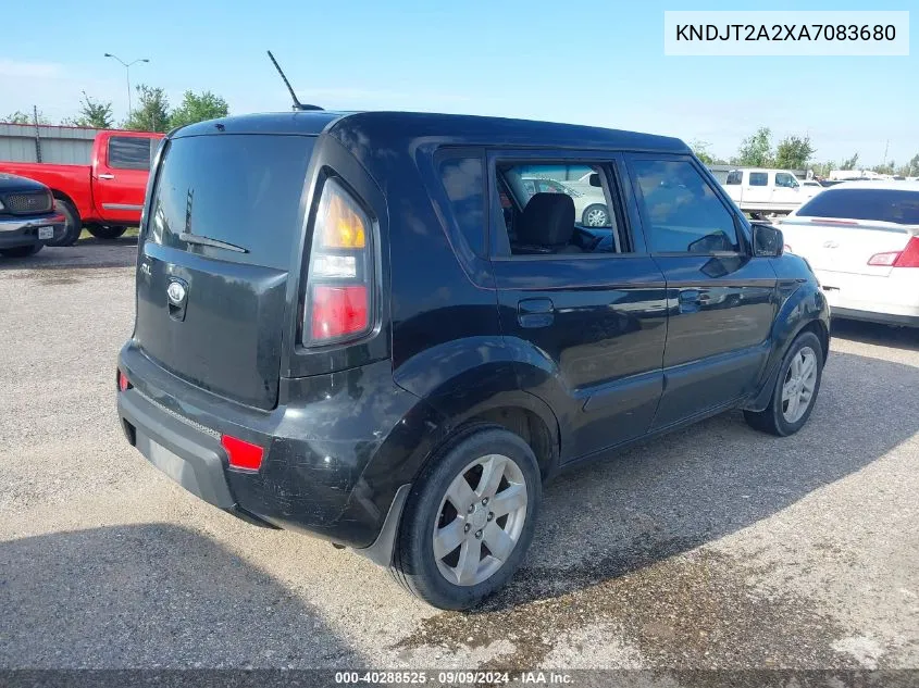 2010 Kia Soul + VIN: KNDJT2A2XA7083680 Lot: 40288525