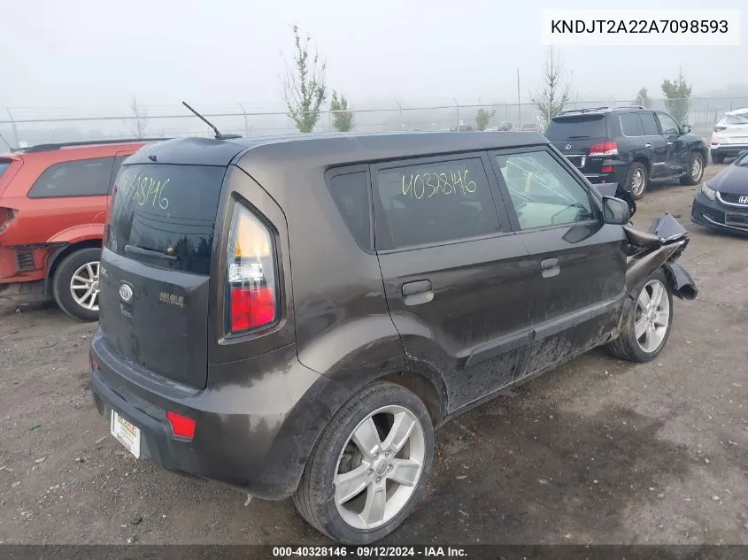 2010 Kia Soul +/!/Sport VIN: KNDJT2A22A7098593 Lot: 40328146