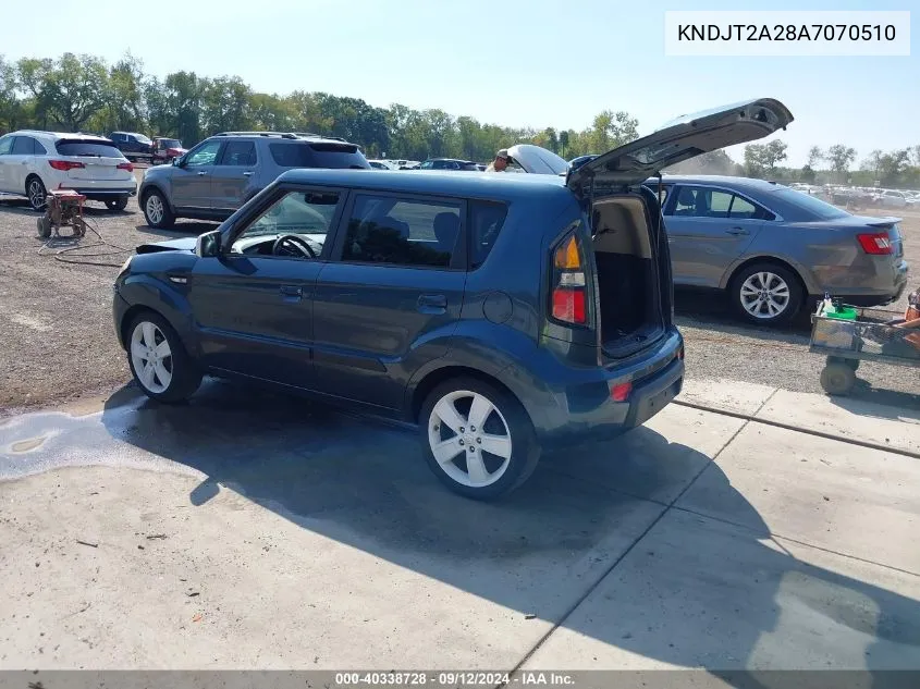 2010 Kia Soul + VIN: KNDJT2A28A7070510 Lot: 40338728