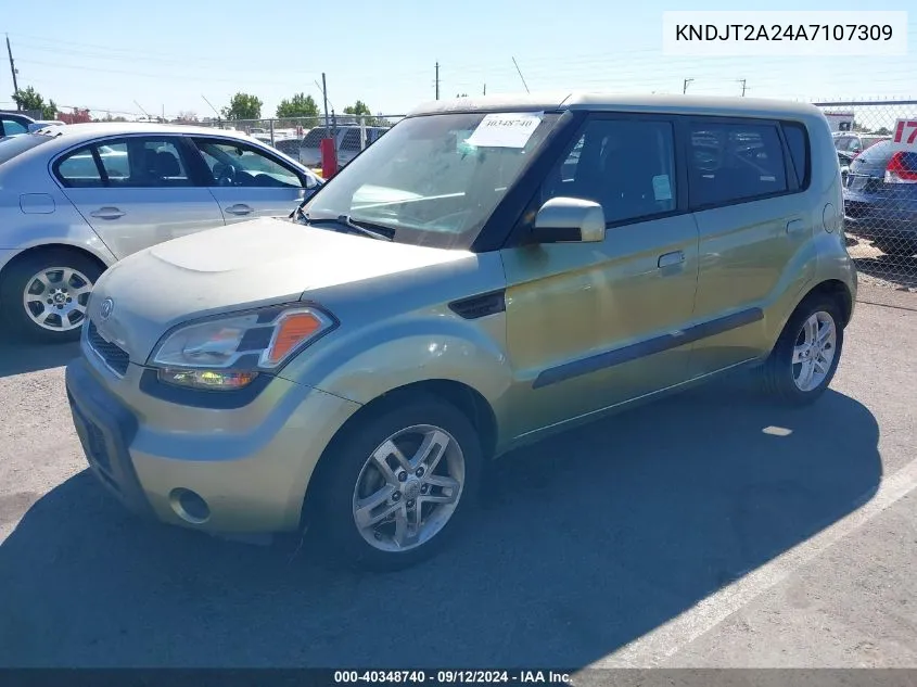 2010 Kia Soul + VIN: KNDJT2A24A7107309 Lot: 40348740