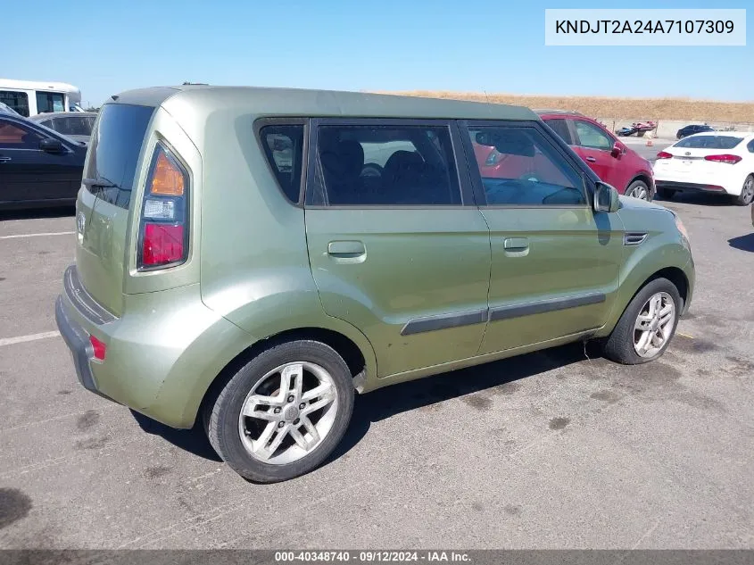 2010 Kia Soul + VIN: KNDJT2A24A7107309 Lot: 40348740