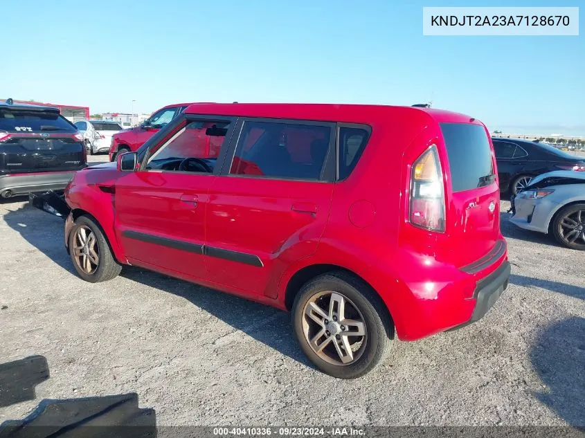 2010 Kia Soul +/!/Sport VIN: KNDJT2A23A7128670 Lot: 40410336