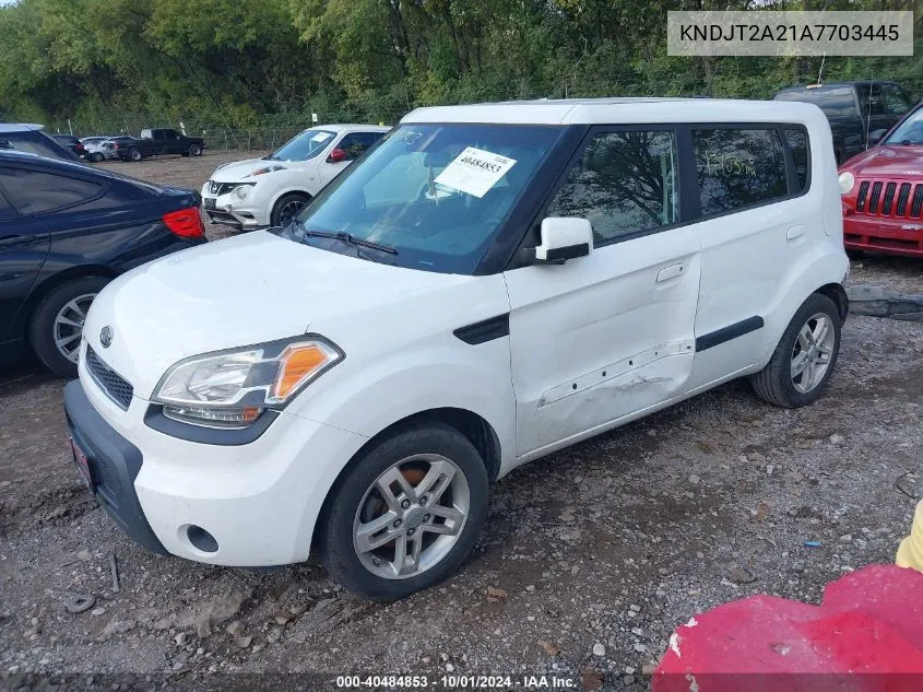 2010 Kia Soul +/!/Sport VIN: KNDJT2A21A7703445 Lot: 40484853