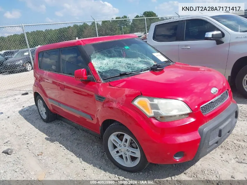 2010 Kia Soul + VIN: KNDJT2A28A7171417 Lot: 40535980