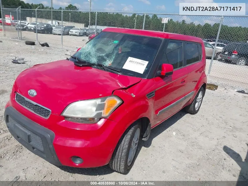 2010 Kia Soul + VIN: KNDJT2A28A7171417 Lot: 40535980