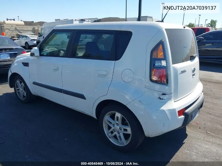 2010 Kia Soul + VIN: KNDJT2A20A7039137 Lot: 40545469