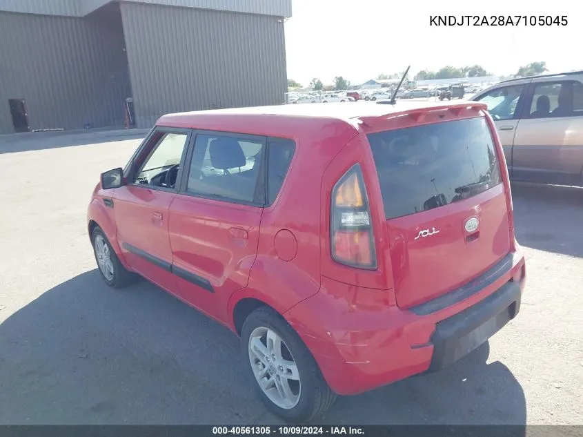 2010 Kia Soul + VIN: KNDJT2A28A7105045 Lot: 40561305