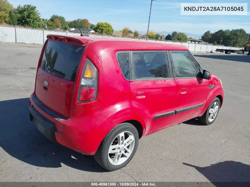 2010 Kia Soul + VIN: KNDJT2A28A7105045 Lot: 40561305