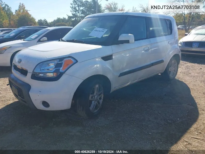 2010 Kia Soul + VIN: KNDJT2A25A7703108 Lot: 40626259