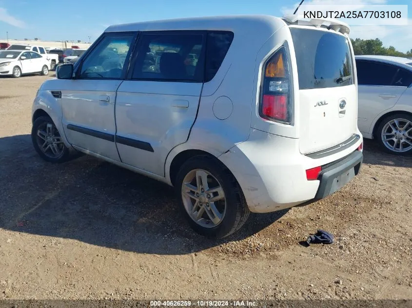 2010 Kia Soul + VIN: KNDJT2A25A7703108 Lot: 40626259