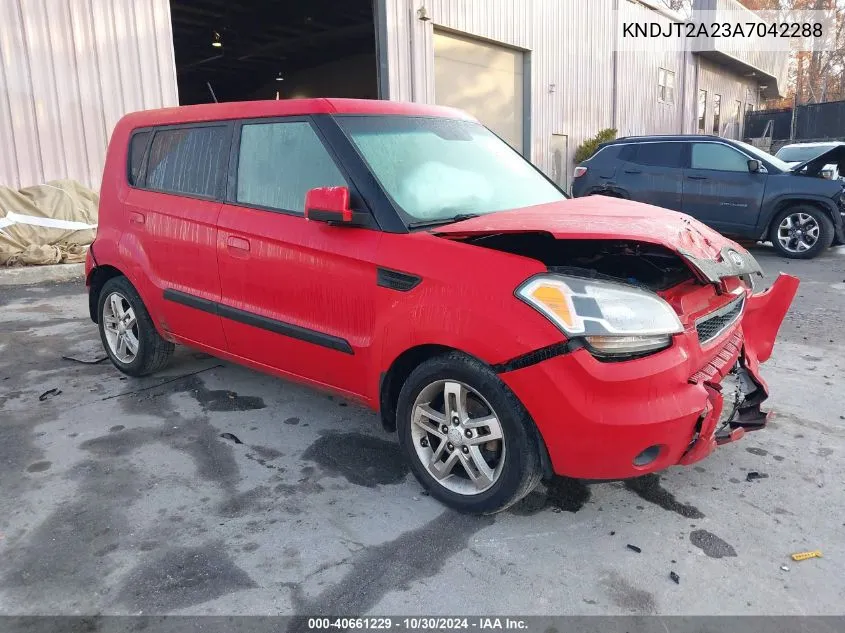 2010 Kia Soul + VIN: KNDJT2A23A7042288 Lot: 40661229