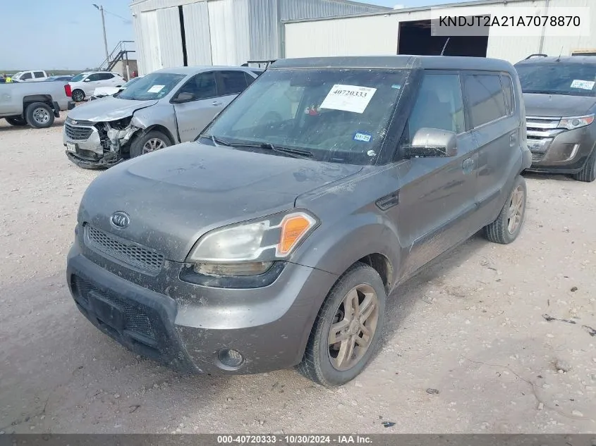 2010 Kia Soul + VIN: KNDJT2A21A7078870 Lot: 40720333