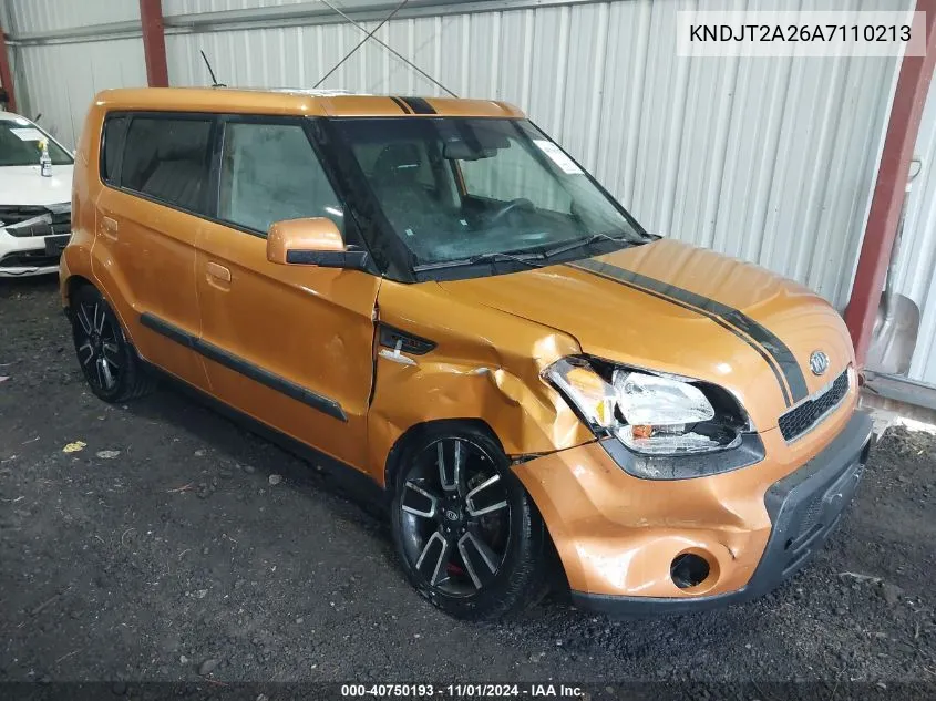 2010 Kia Soul + VIN: KNDJT2A26A7110213 Lot: 40750193