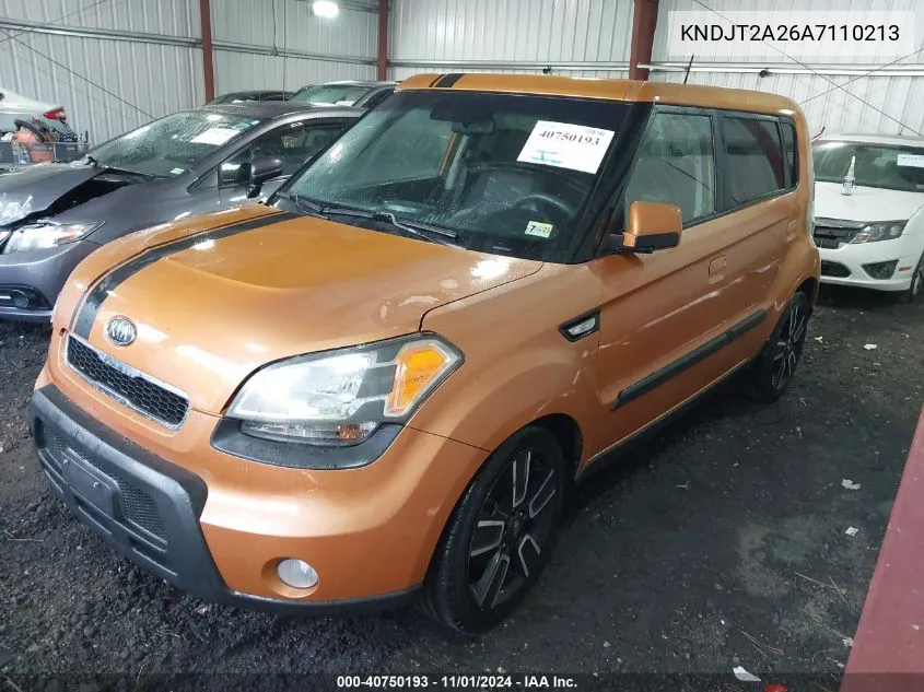 2010 Kia Soul + VIN: KNDJT2A26A7110213 Lot: 40750193