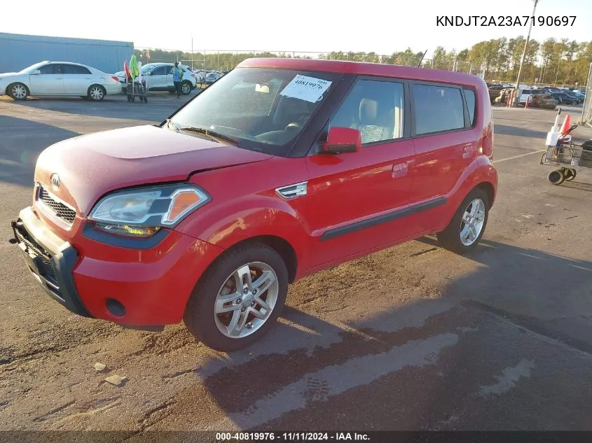 2010 Kia Soul + VIN: KNDJT2A23A7190697 Lot: 40819976